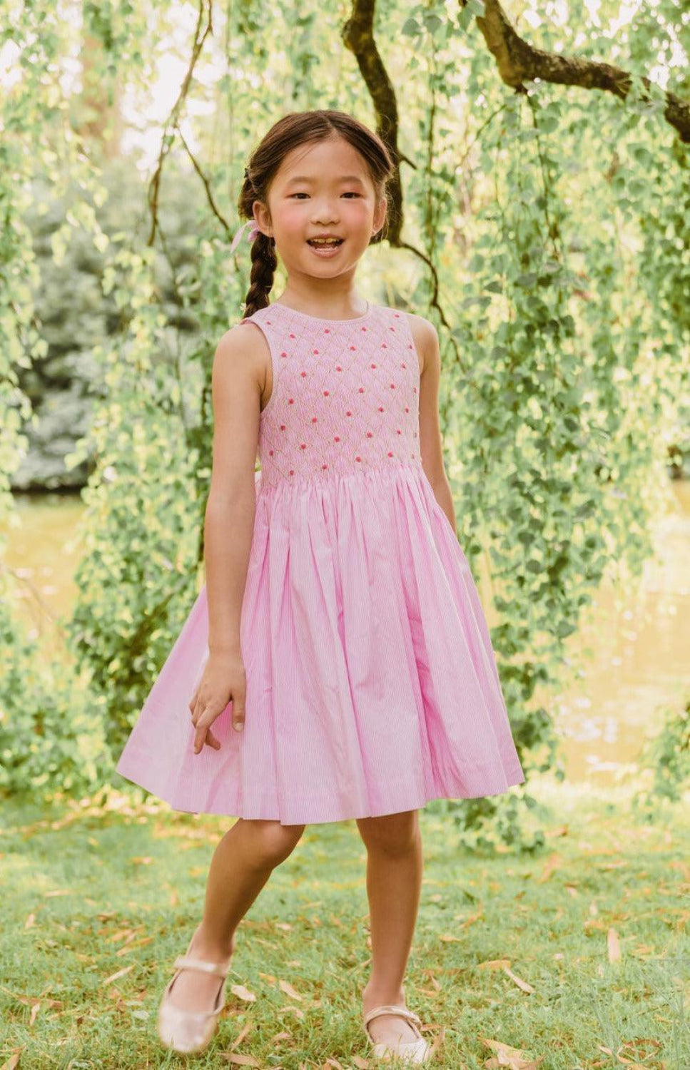 Sleeveless Smocked Dress - Rose Pink Stripe - 2T - Dresses