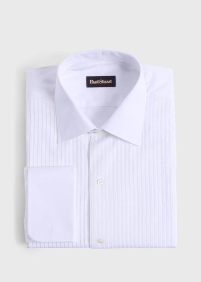 Slim Fit Narrow Pleat Formal Shirt - White - Button Down Shirt