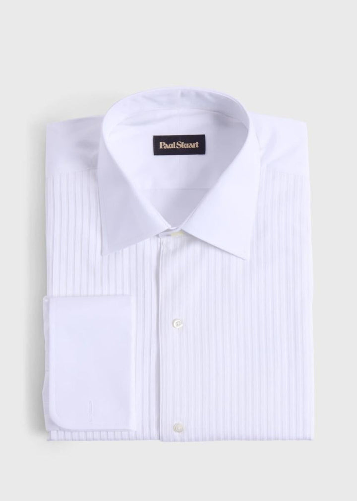 Slim Fit Narrow Pleat Formal Shirt - White - Button Down Shirt