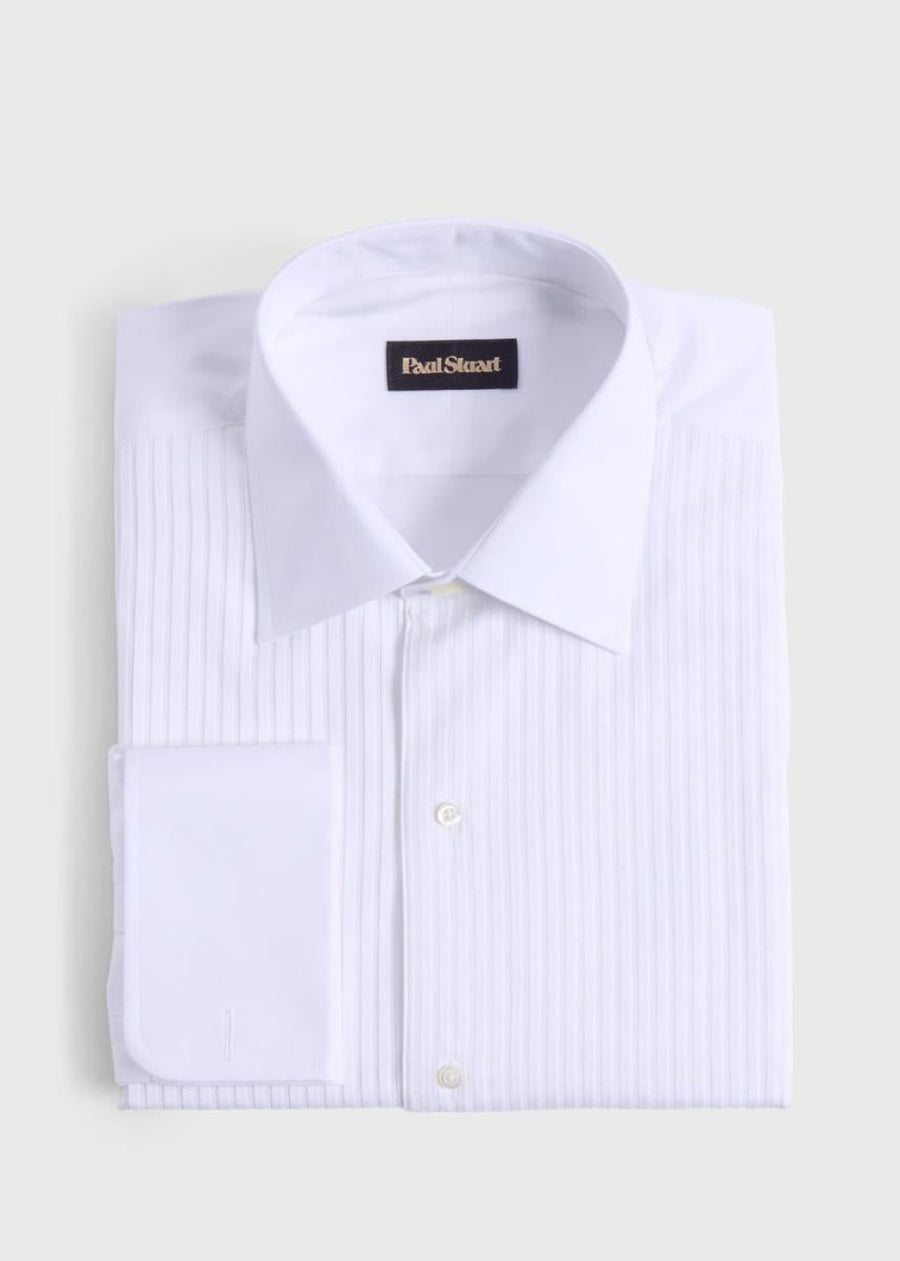 Slim Fit Narrow Pleat Formal Shirt - White - Button Down Shirt