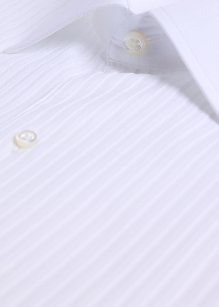 Slim Fit Narrow Pleat Formal Shirt - White - Button Down Shirt
