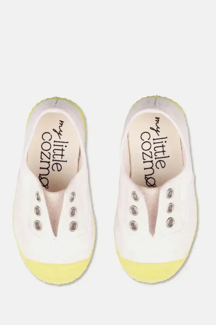 Slip-on vegan baby shoelace sneakers - Pink yellow - Slip-On