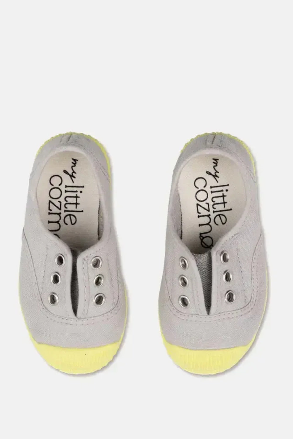 Slip-on vegan baby shoelace sneakers - Soft grey yellow - 21 - Slip-On