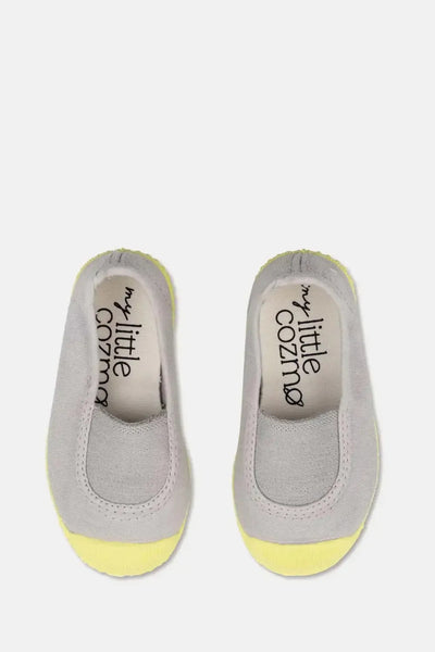 Slip-on vegan baby sneakers - Soft grey yellow - 21 - Slip-On