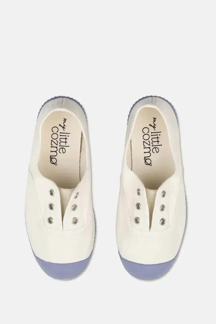 Slip-on vegan shoelace sneakers - Ivory sky blue - Slip-On