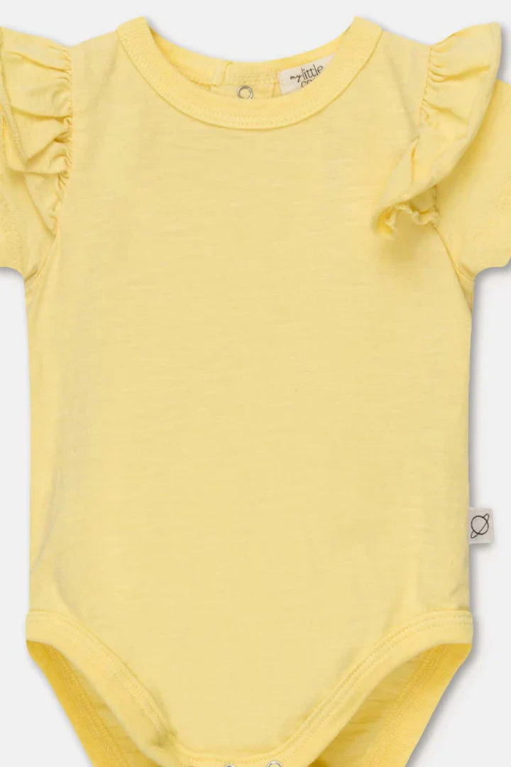 Slub Ruffle Baby Bodysuit - Yellow - Bodysuit