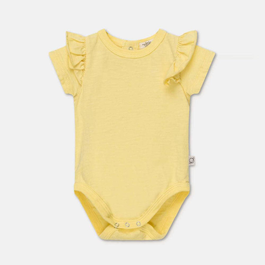 Slub Ruffle Baby Bodysuit - Yellow - Bodysuit