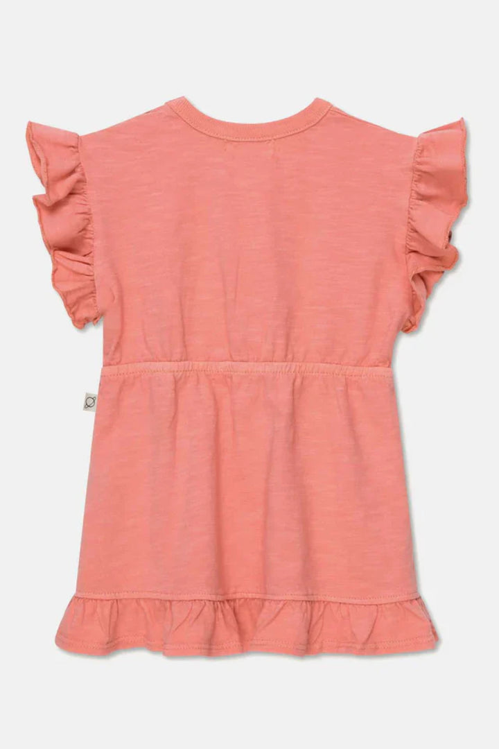 Slub ruffle baby dress - Coral - Dresses