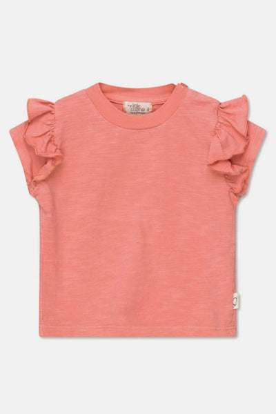 Slub ruffle baby t-shirt - Coral - Shirt