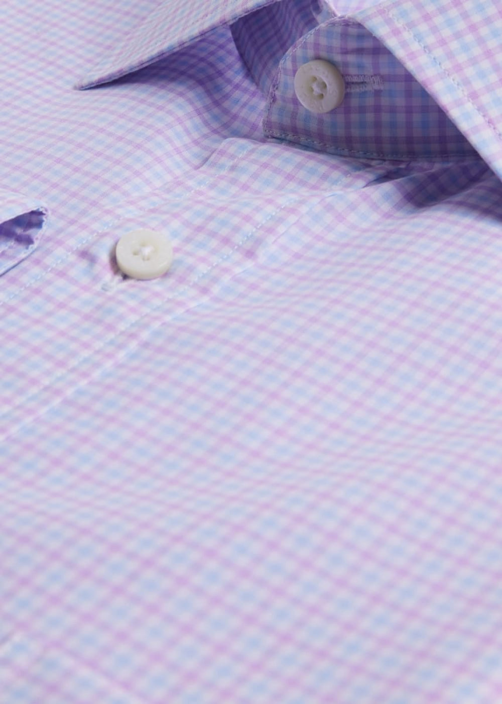 Small Check Cotton Dress Shirt - Pink - 14.5 (33 Sleeve) - Dress Shirt