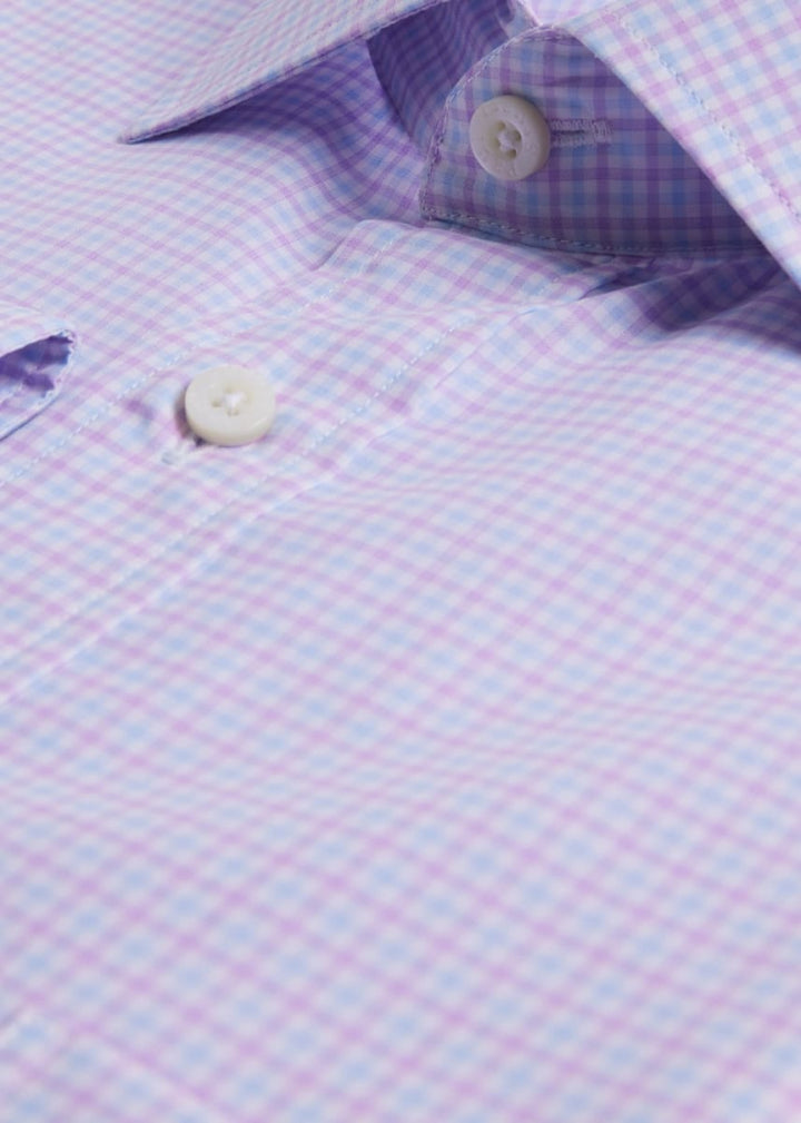 Small Check Cotton Dress Shirt - Pink - 14.5 (33 Sleeve) - Dress Shirt