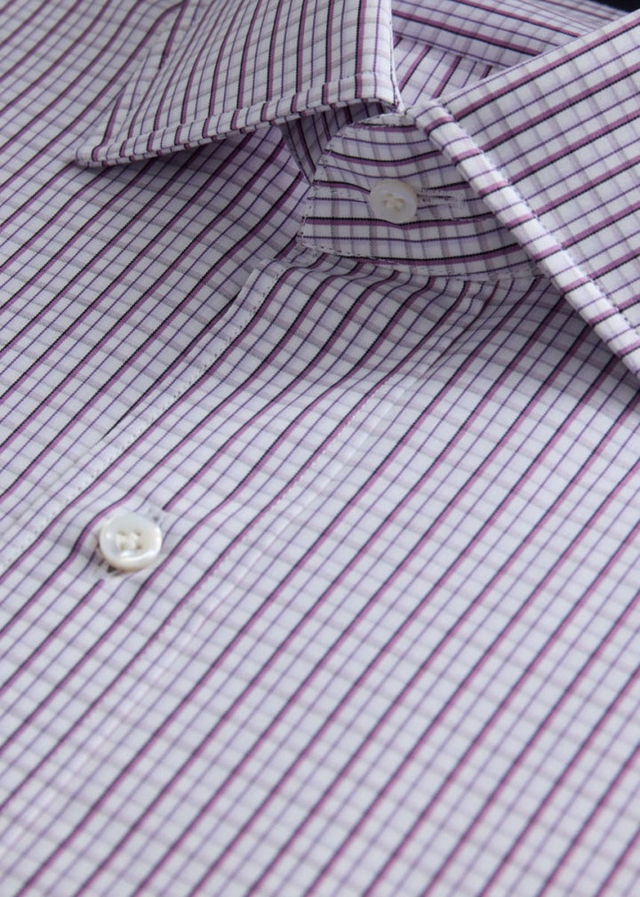 Small Check Dress Shirt - Lavender - Collared Shirt