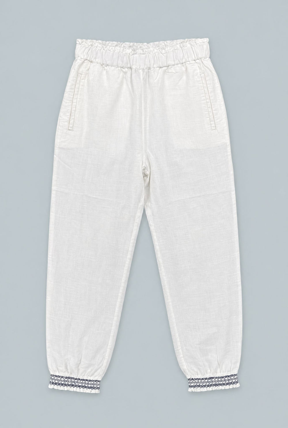 Smocked Joggers - White - Joggers