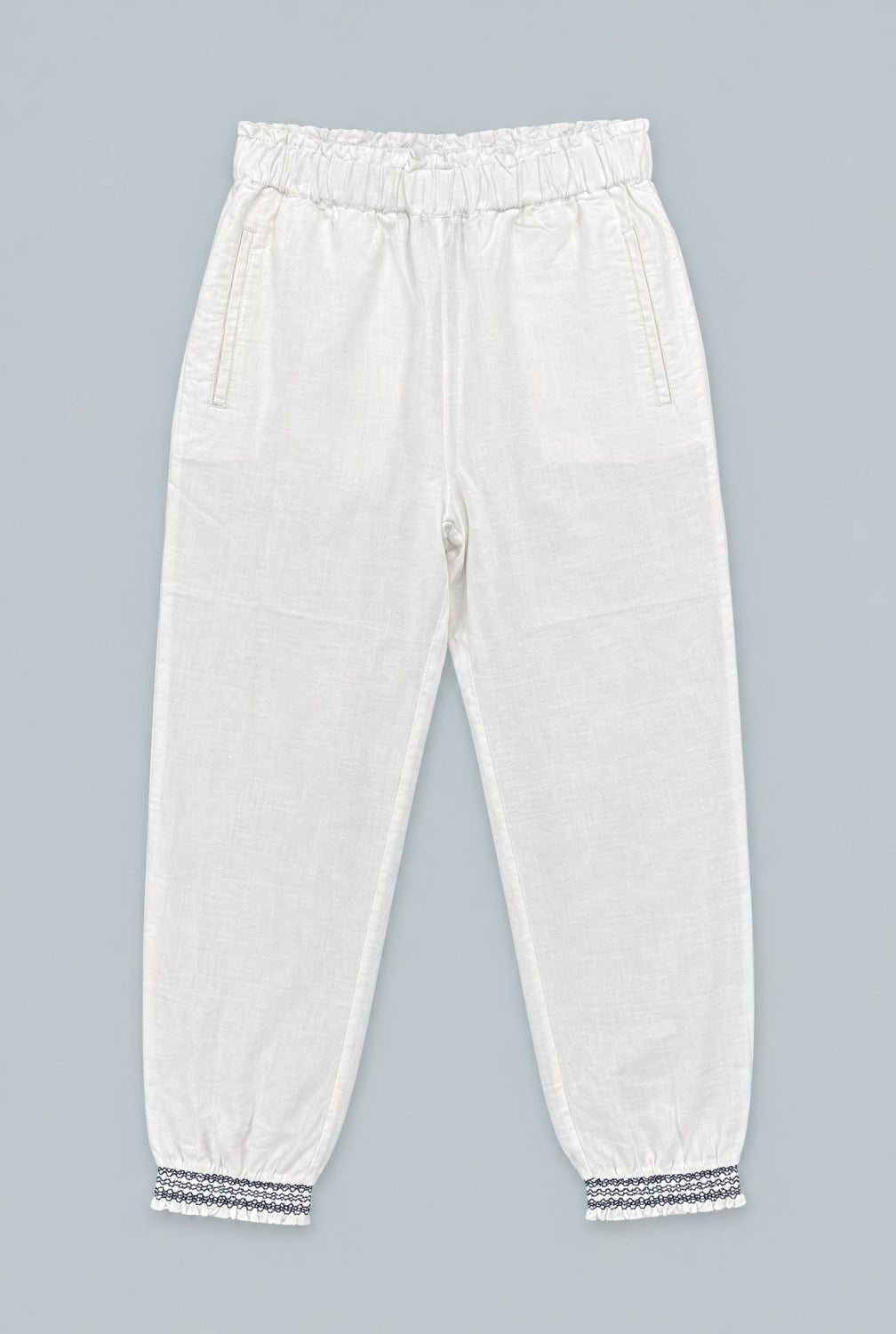 Smocked Joggers - White - Joggers