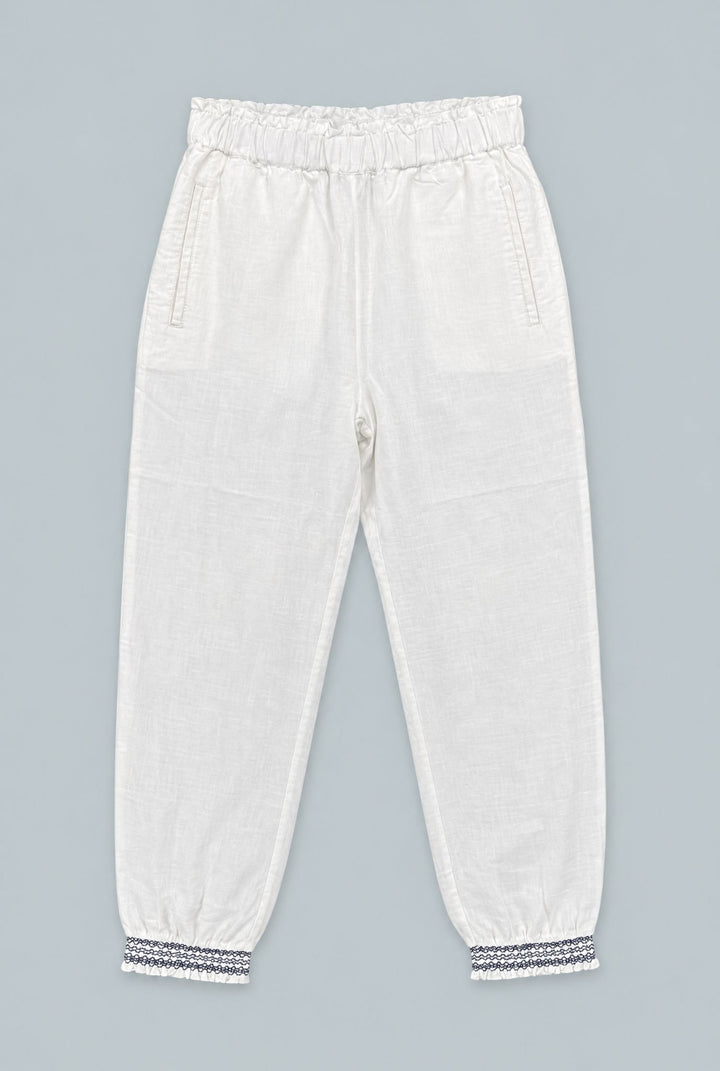 Smocked Joggers - White - Joggers