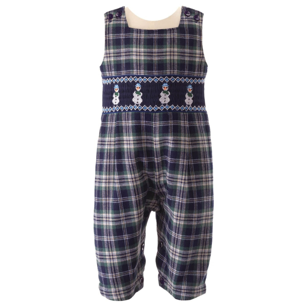 Snowman Smocked Overalls - Overalls