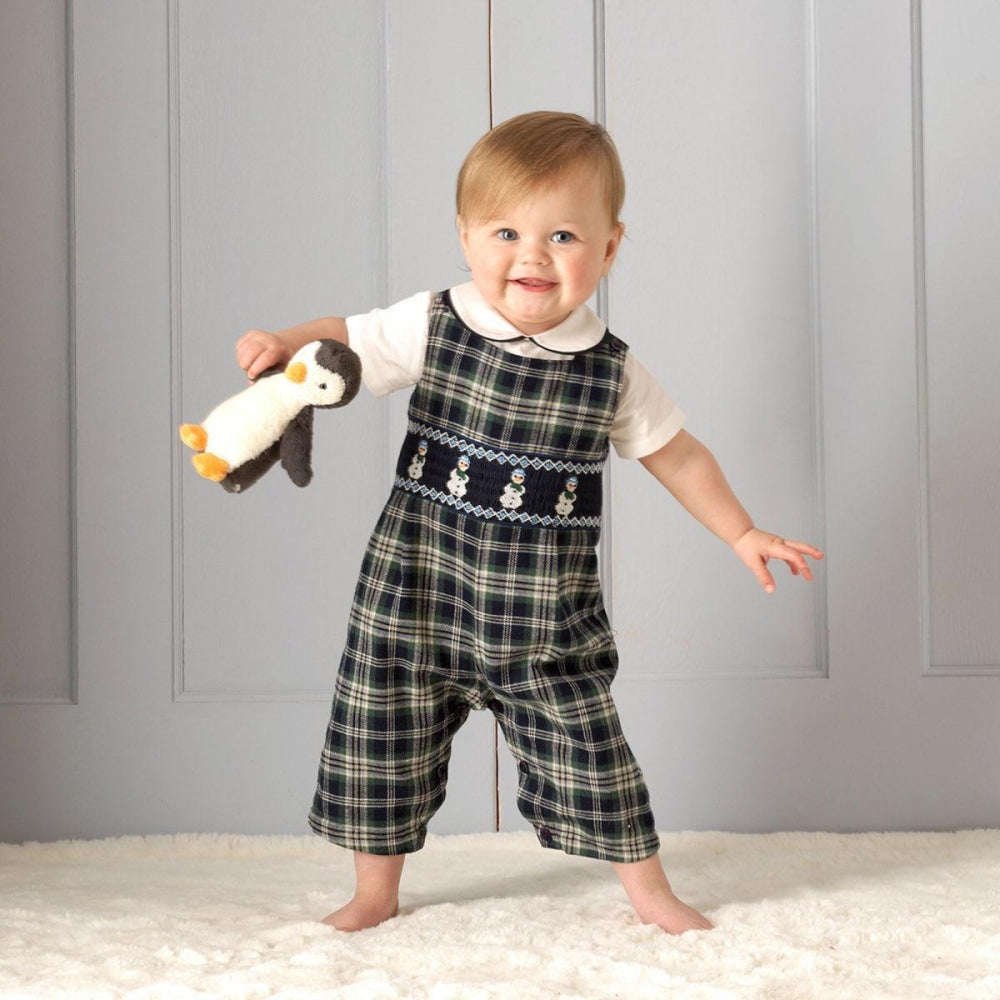 Snowman Smocked Overalls - Overalls