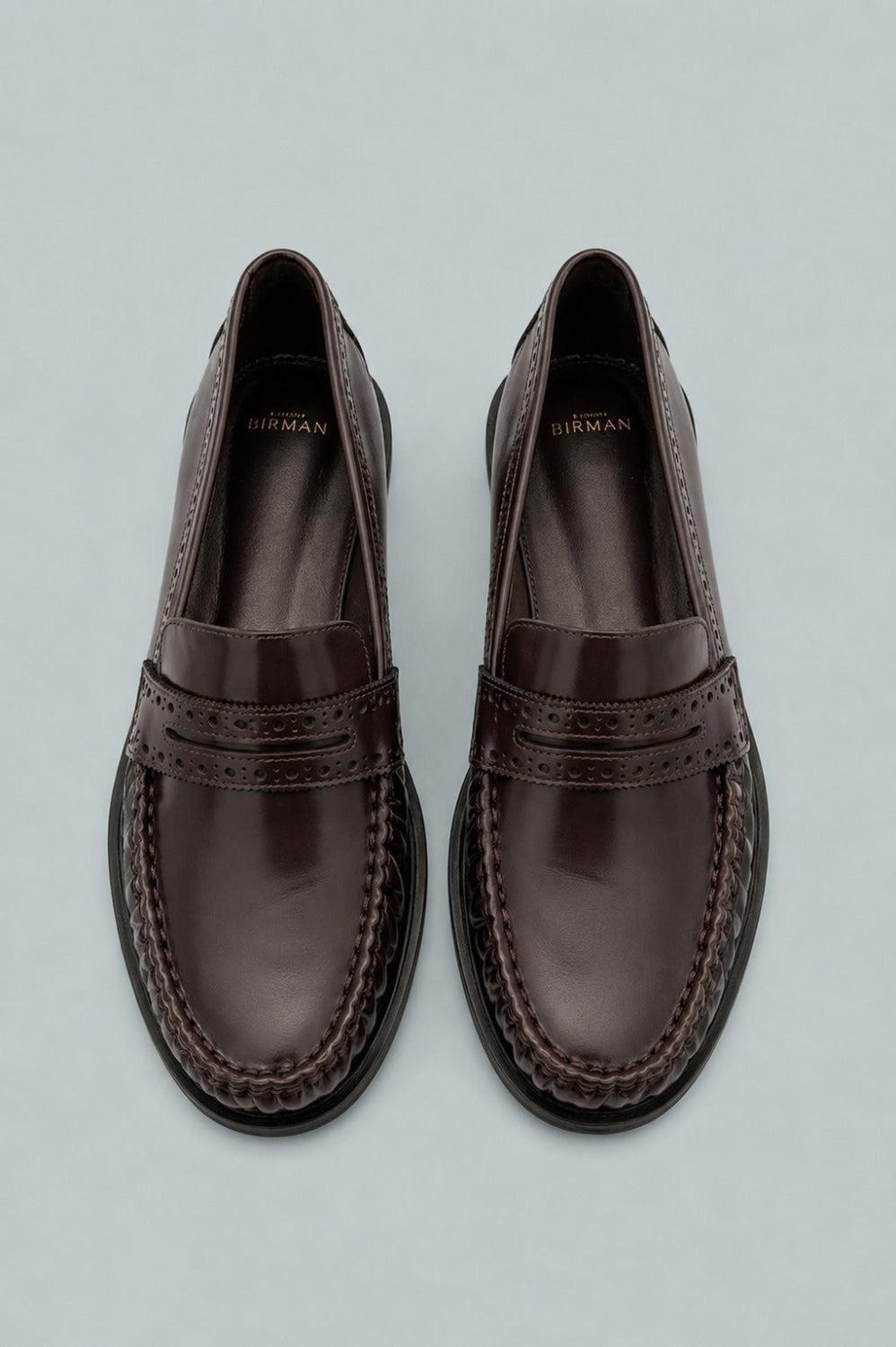 Soft Brogue Loafers - Dark Plum - 8.5 - Loafers