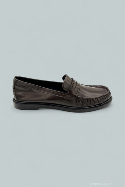 Soft Brogue Loafers - Dark Plum - 8.5 - Loafers