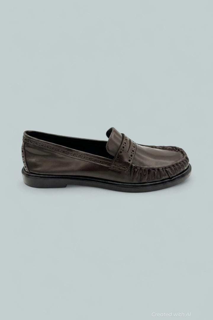 Soft Brogue Loafers - Dark Plum - 8.5 - Loafers