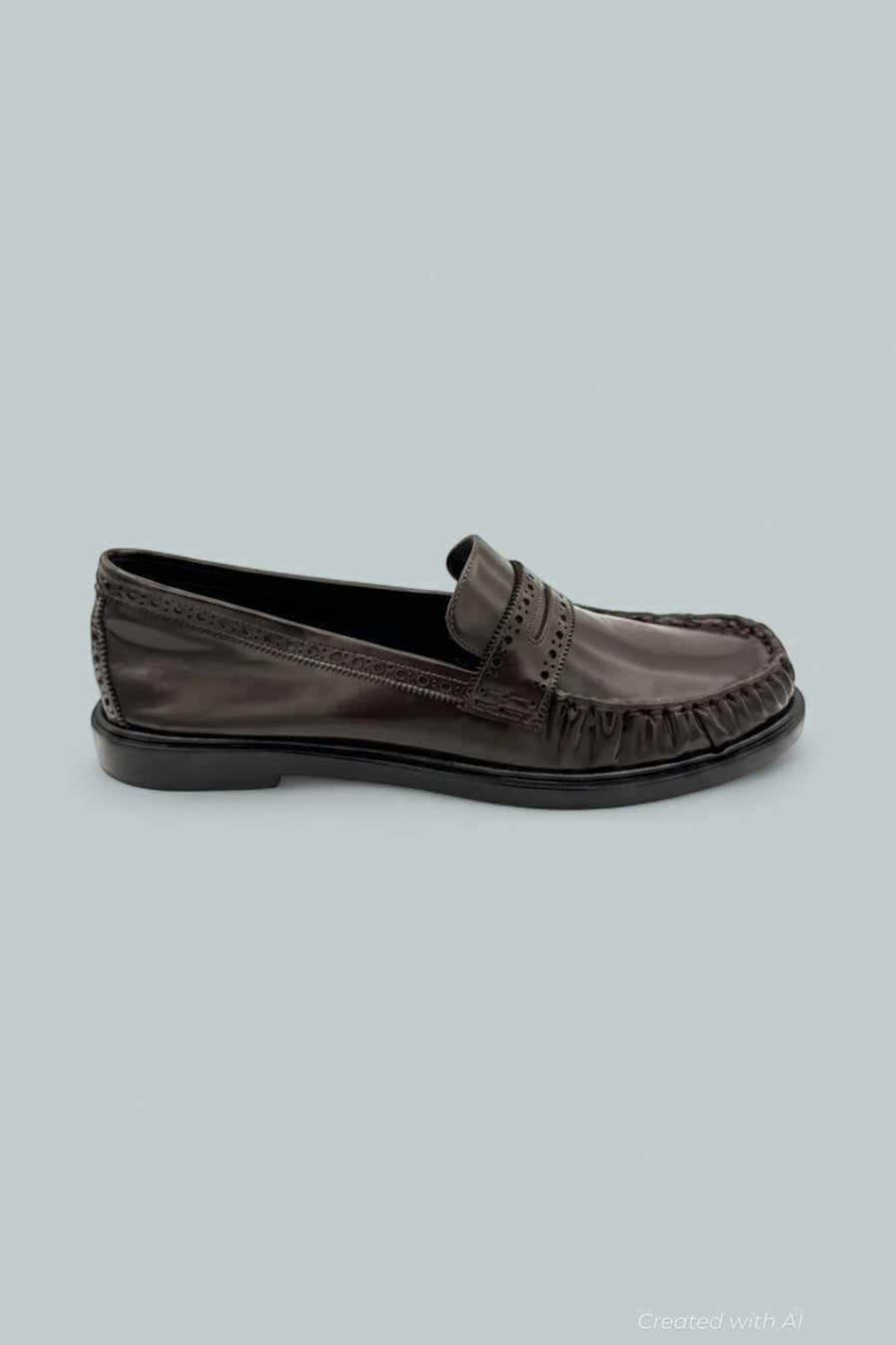 Soft Brogue Loafers - Dark Plum - 8.5 - Loafers