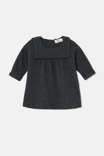 Soft Knit Baby Dress - Dark Grey - 6M - Dresses