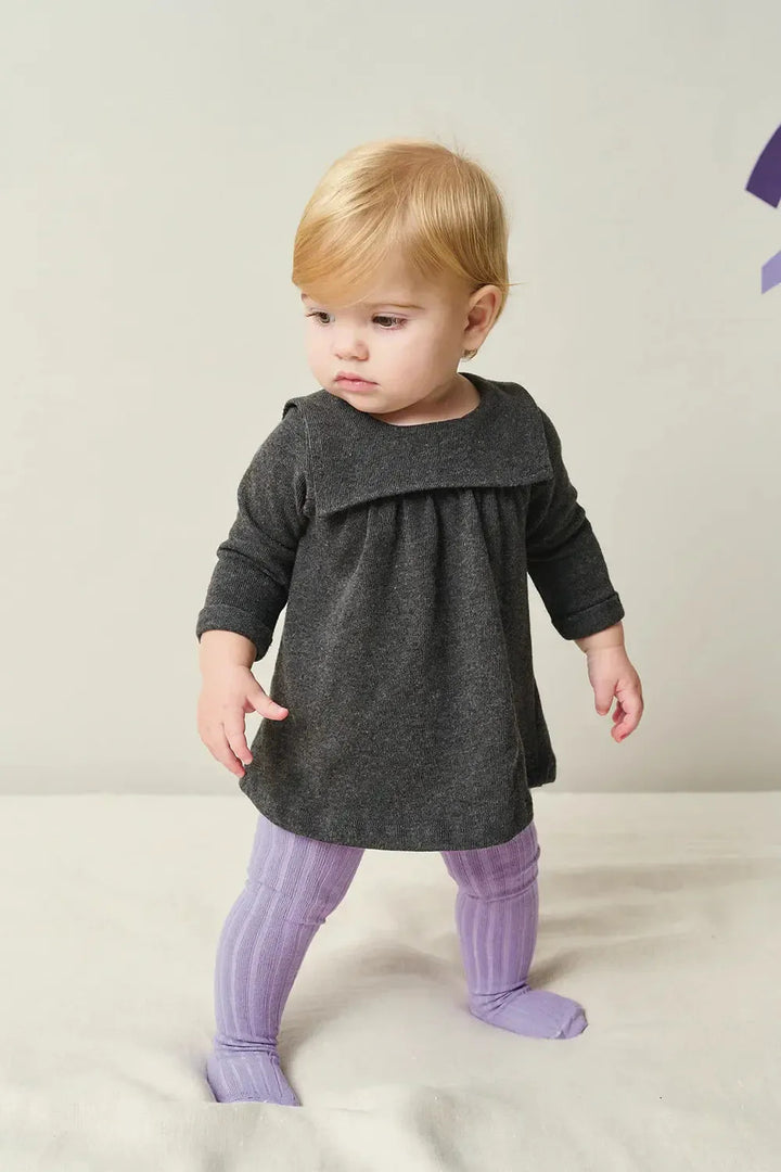 Soft Knit Baby Dress - Dark Grey - 6M - Dresses