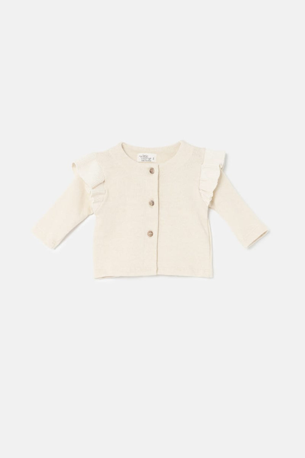 Soft Knit Flounce Baby Jacket - Stone - Cardigan