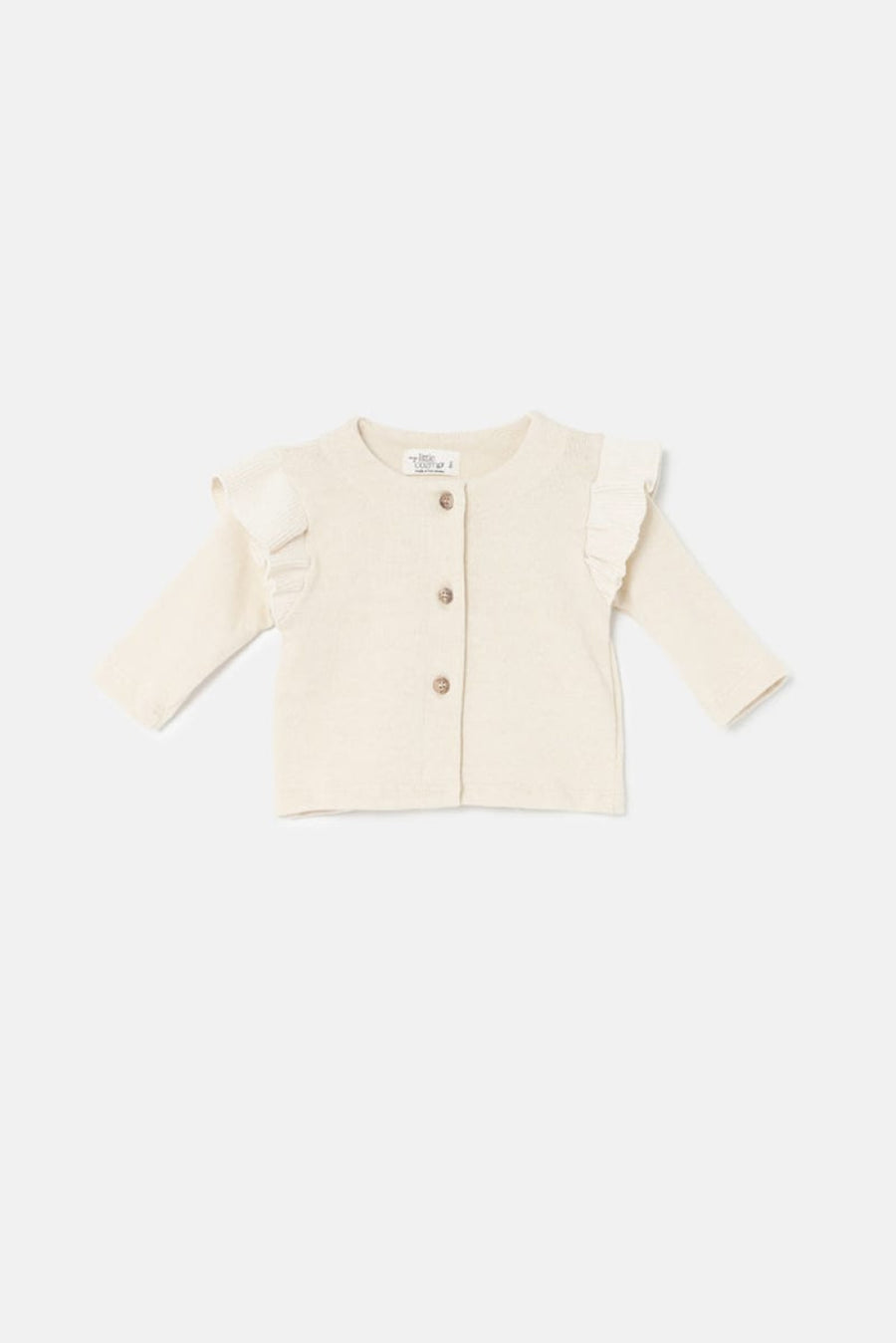 Soft Knit Flounce Baby Jacket - Stone - Cardigan