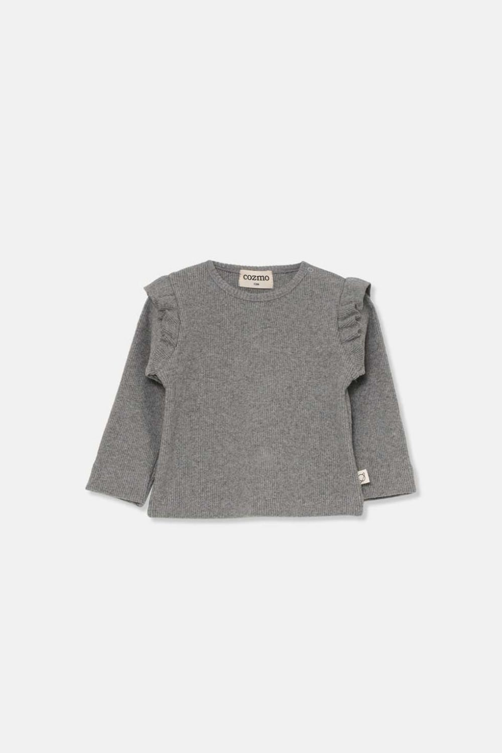 Soft rib ruffled baby sweater - Grey - Sweater