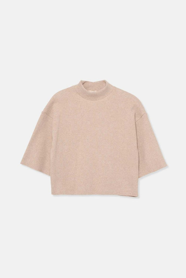 Soft rib sweater - Beige - Turtleneck