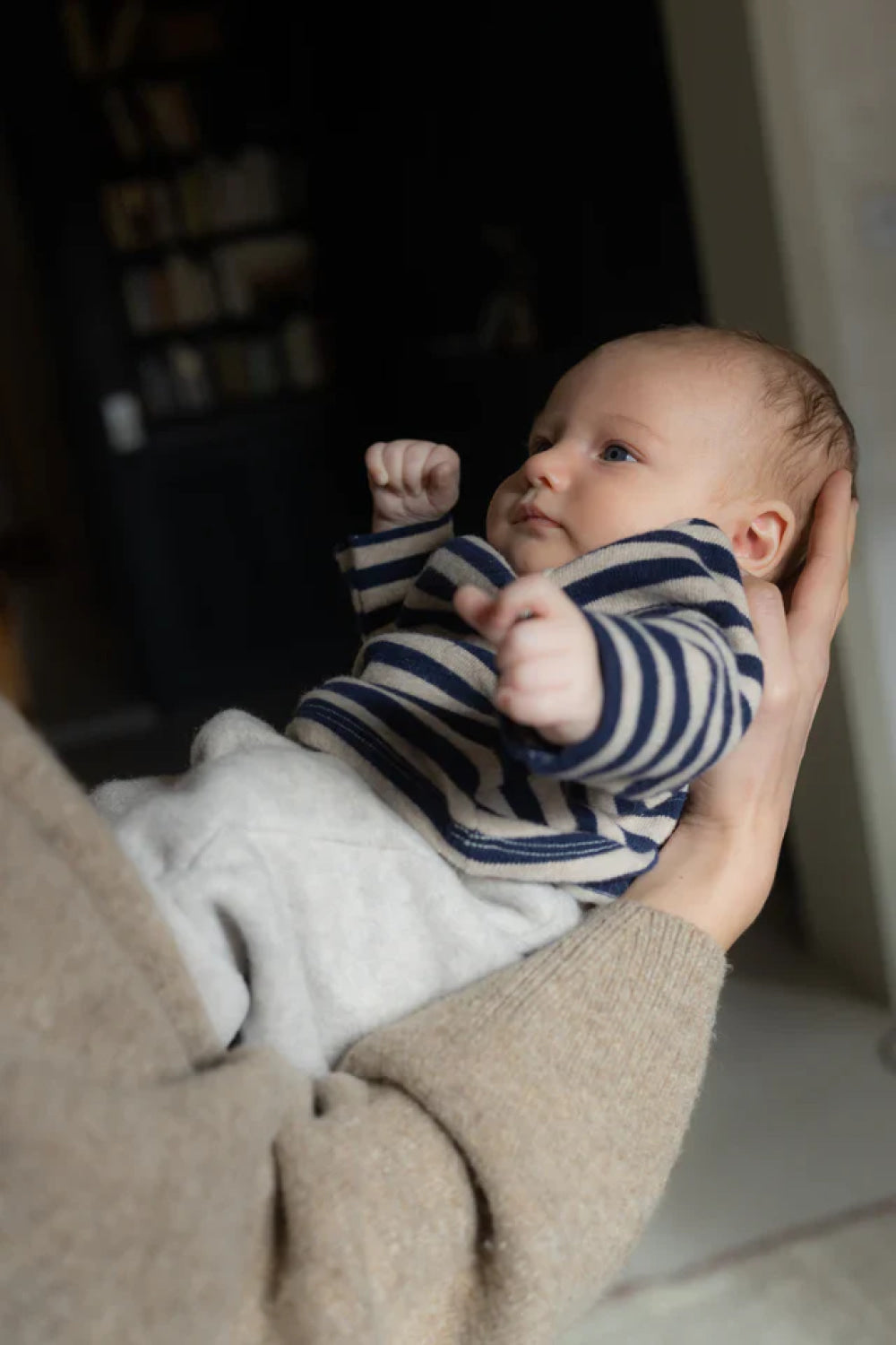 Soft striped newborn top - Grey navy - T-shirt