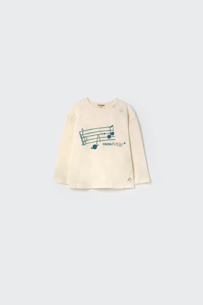 Soft Warm Jersey Print Baby T-shirt White - Crewneck Sweatshirt