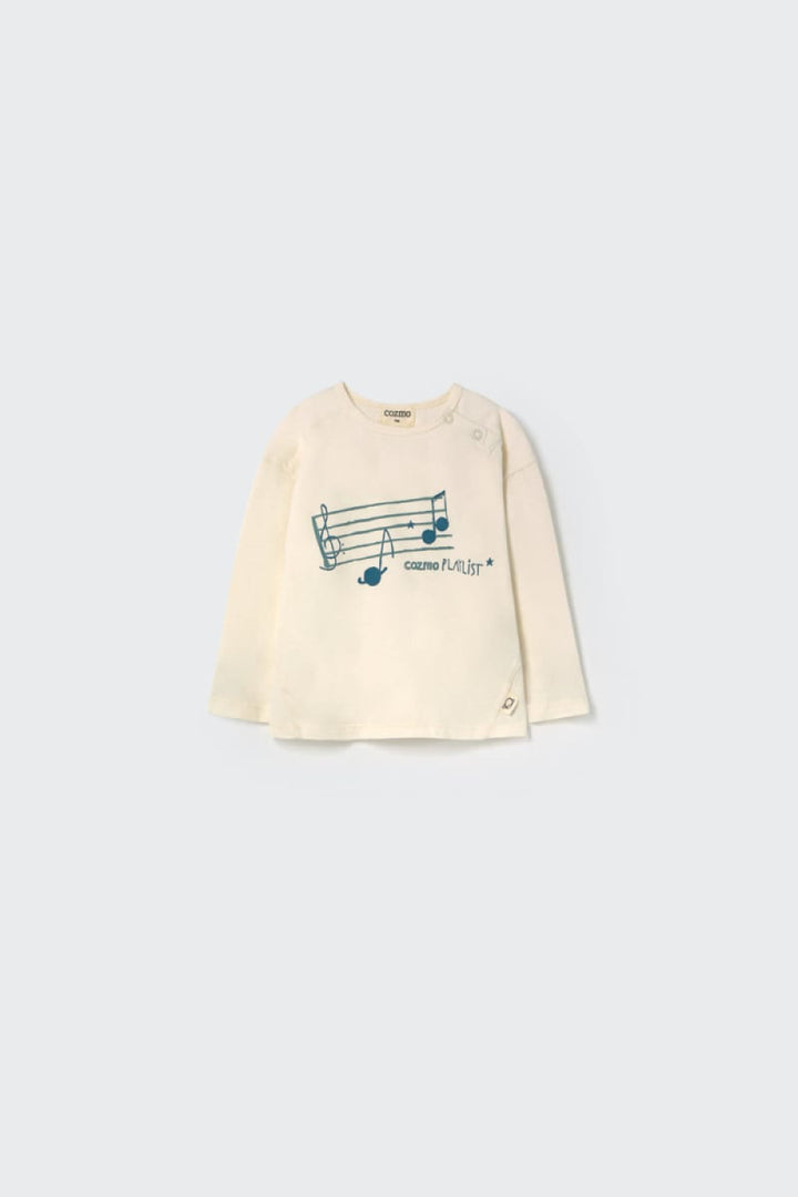 Soft Warm Jersey Print Baby T-shirt White - Crewneck Sweatshirt
