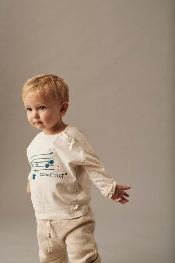 Soft Warm Jersey Print Baby T-shirt White - Crewneck Sweatshirt