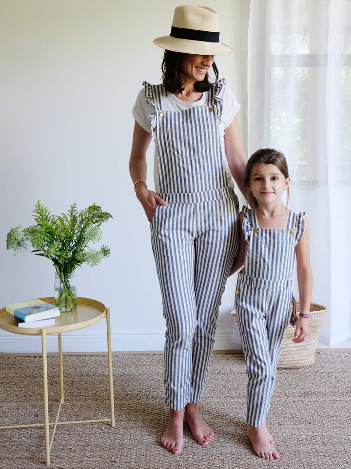 Georgette Cotton Overall - Ocean Stripes