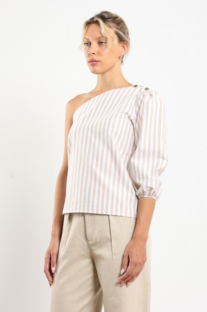 Sola Top - Beige Stripe - Shirt