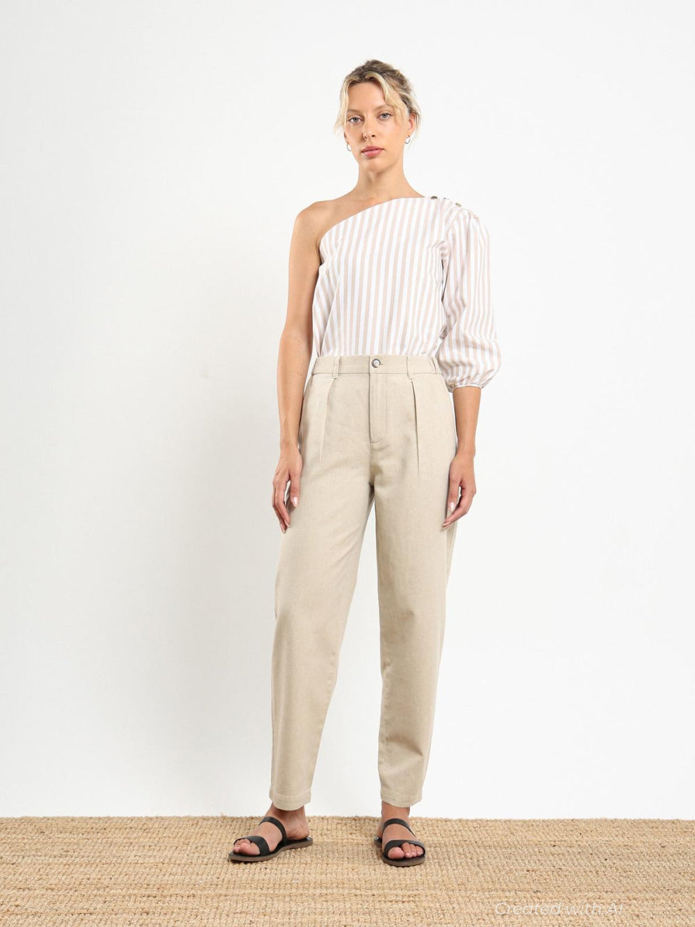 Sola Top - Beige Stripe - Shirt