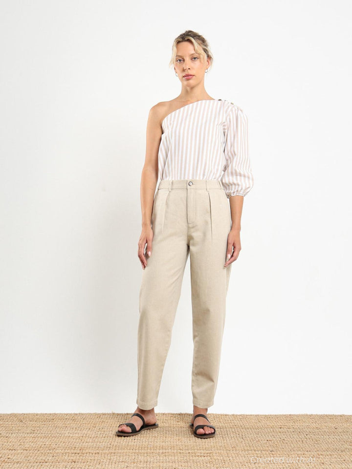 Sola Top - Beige Stripe - Shirt