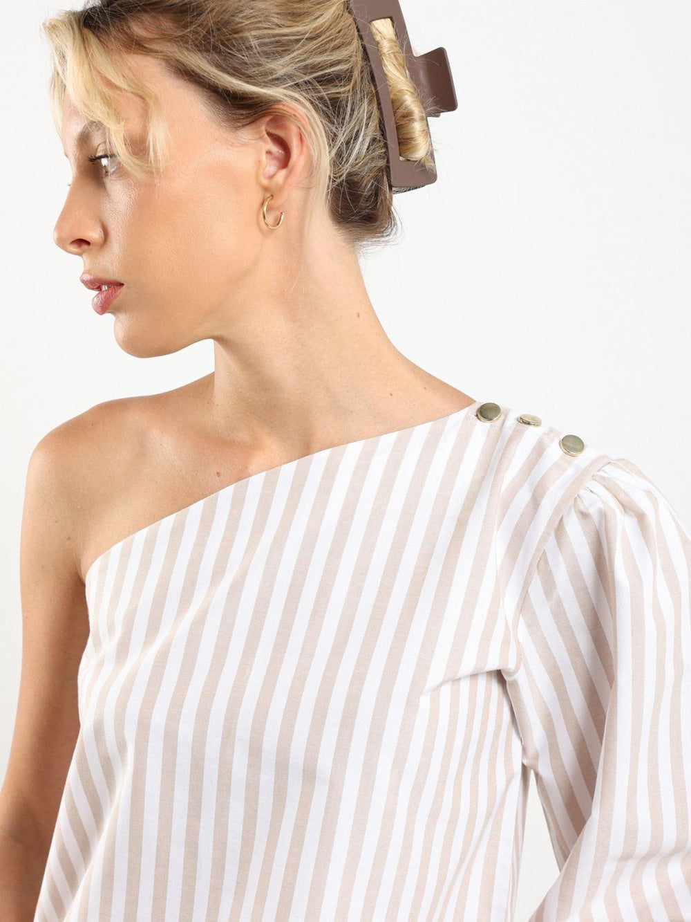 Sola Top - Beige Stripe - Shirt