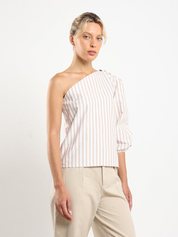 Sola Top - Beige Stripe - Shirt