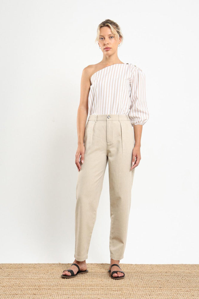 Sola Top - Beige Stripe - Shirt