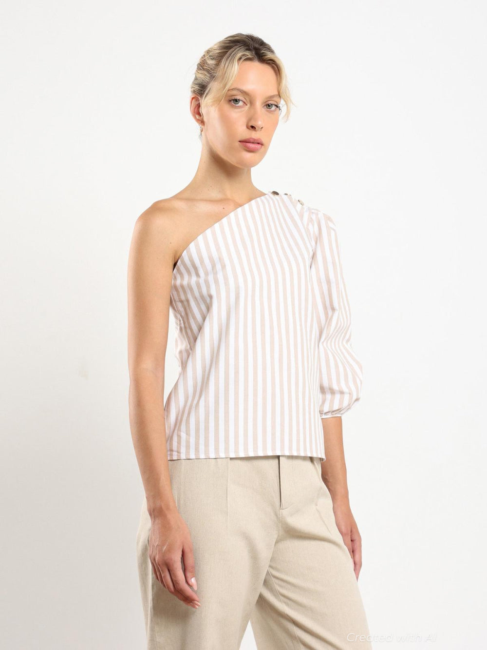 Sola Top - Beige Stripe - Shirt