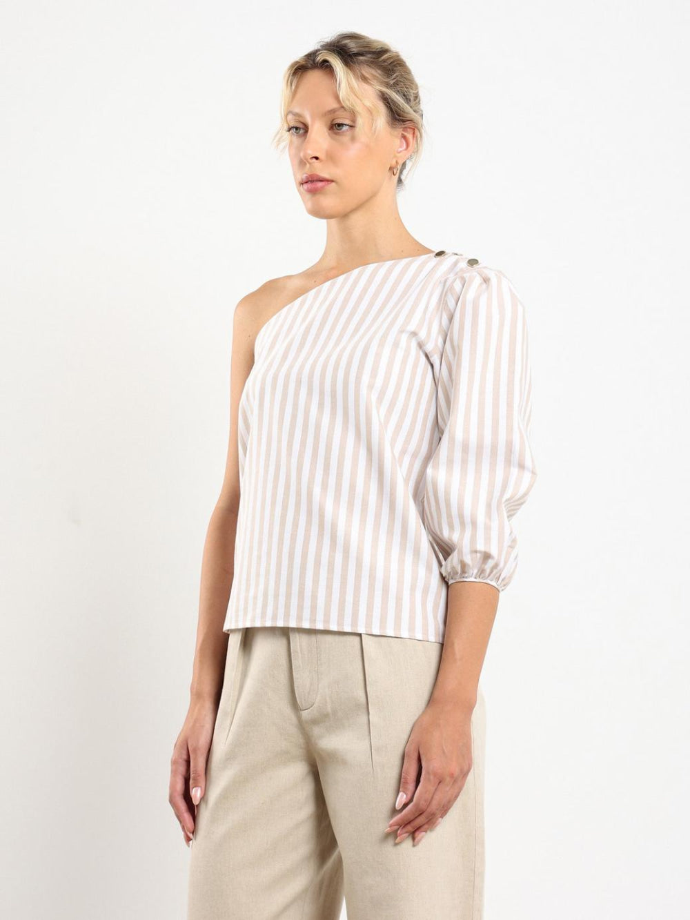 Sola Top - Beige Stripe - Shirt