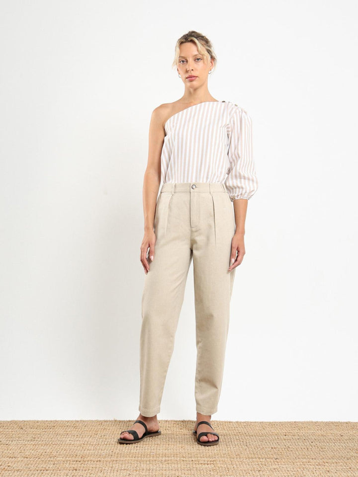 Sola Top - Beige Stripe - Shirt
