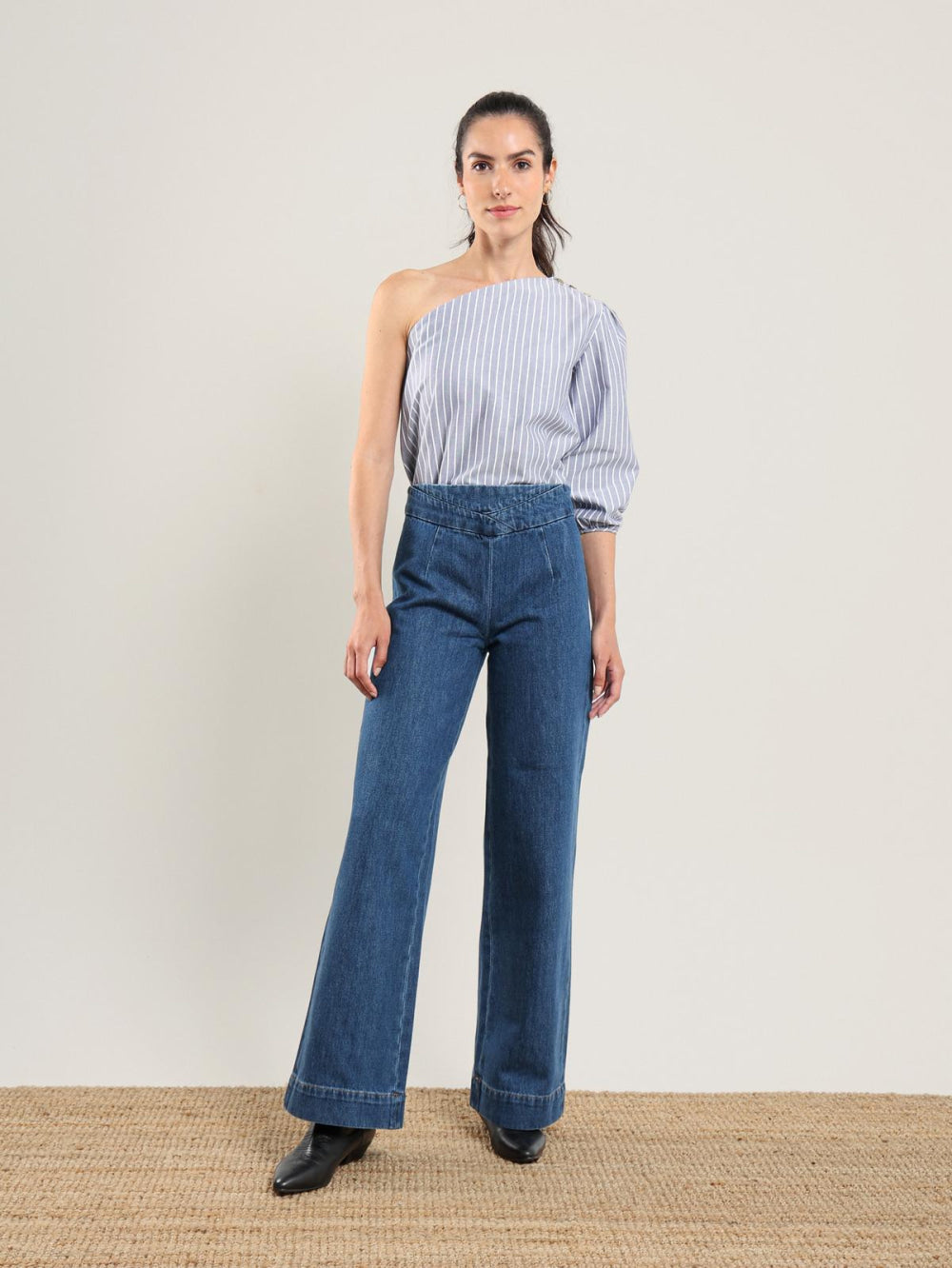 Sola Top - Navy Stripe - Shirt
