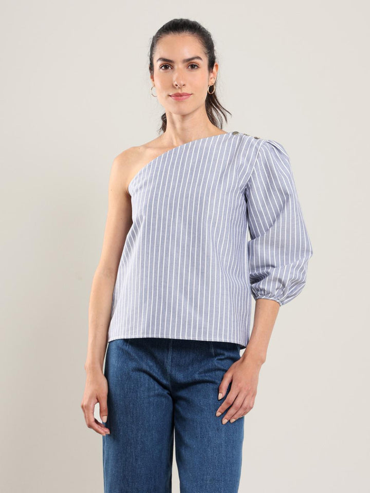 Sola Top - Navy Stripe - Shirt