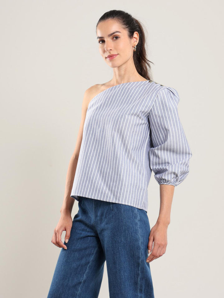 Sola Top - Navy Stripe - Shirt