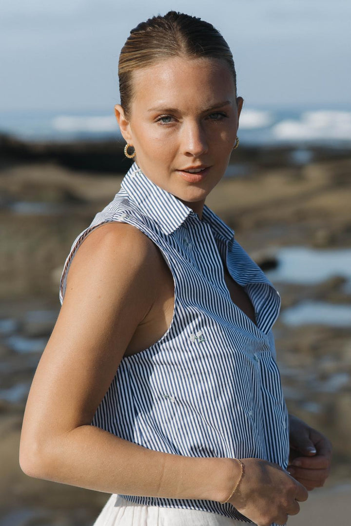 Sole Shirt - Navy & White Stripes - Tank Top