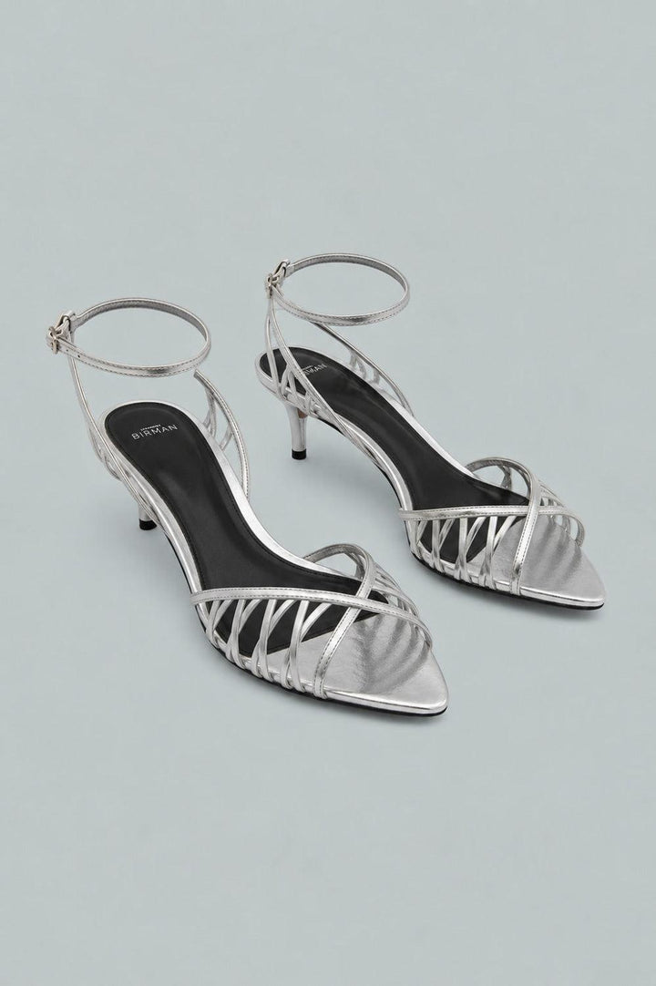 Solene Strappy Leather Sandals - Silver - 11 - Sandals